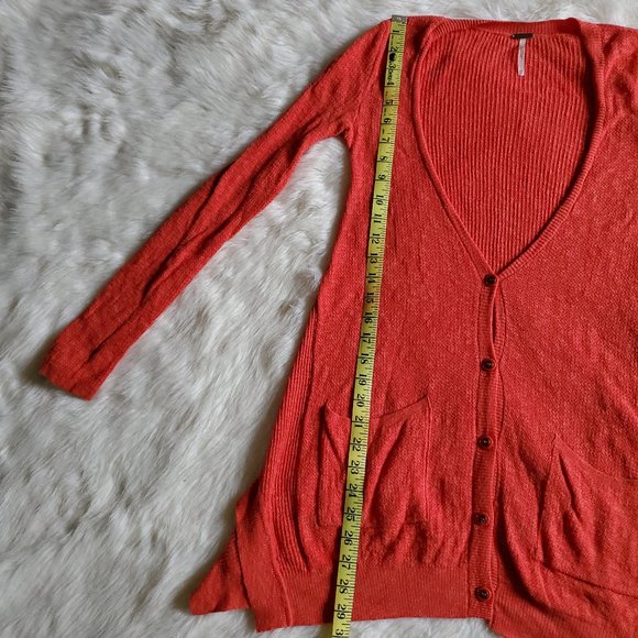Free People Orange Smarty Button Front Cardigan XS - Picture 14 of 15